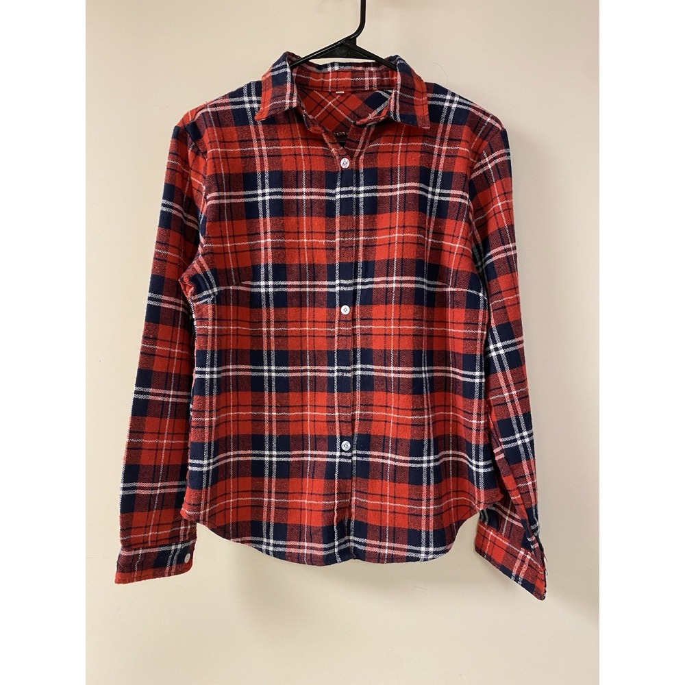 Girls Rustic Red Warm Flannel Button Down Long Sleeve Shirt Size 14/16 Youth